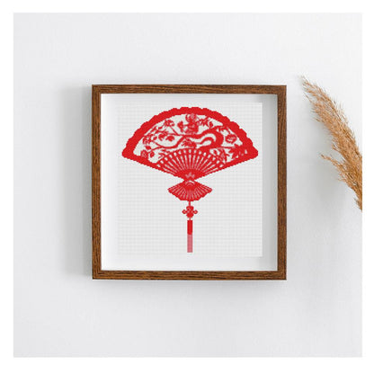 Oriental Fan Counted Cross Stitch Pattern | The Art of Stitch