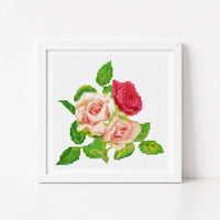 A Trio of Pink Roses Cross Stitch Kit - Mini Cross Stitch Kit - The Art of Stitch