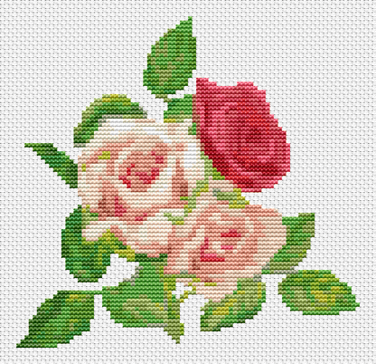 A Trio of Pink Roses Mini Cross Stitch Pattern by The Art of Stitch