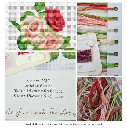 A Trio of Pink Roses Counted Cross Stitch Kit | The Art of Stitch