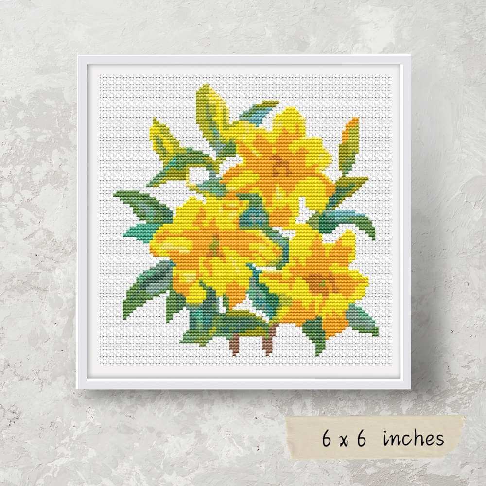 A Trio of Yellow Day Lilies Mini Cross Stitch Kit