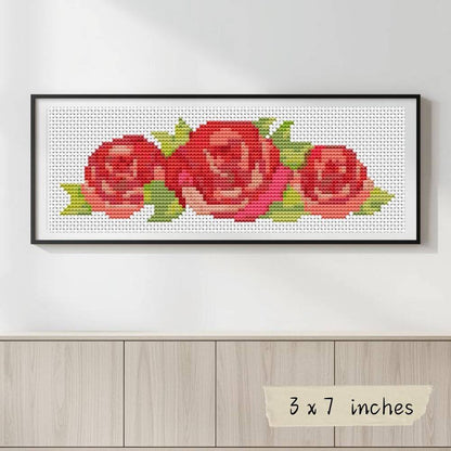 A Trio of Red Roses Mini Cross Stitch Pattern