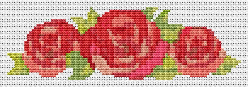 A Trio of Red Roses Mini Cross Stitch Pattern by The Art of Stitch