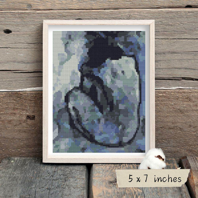 Blue Nude Mini Cross Stitch Pattern