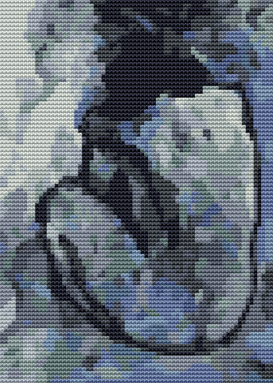 Blue Nude Mini Cross Stitch Pattern by Pablo Picasso