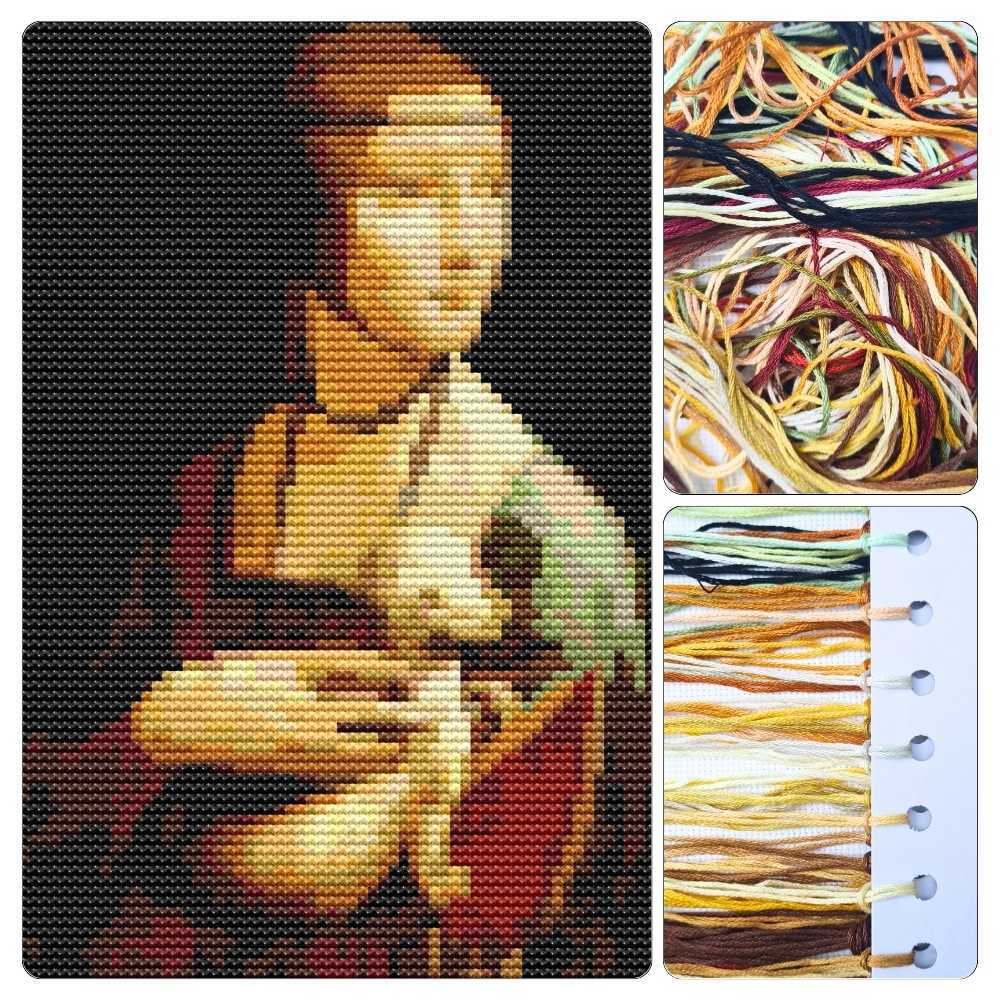 Lady with an Ermine Mini Cross Stitch Kit - Mini Cross Stitch Kit - Leonardo da Vinci
