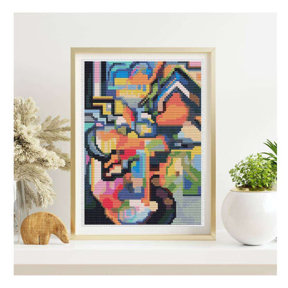 Colored Composition Homage Mini Counted Cross Stitch Pattern | August Macke