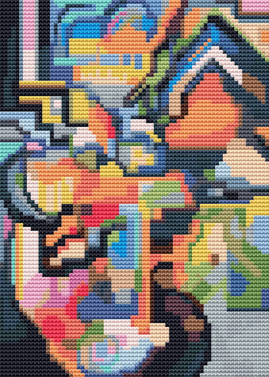 Colored Composition Homage Mini Cross Stitch Kit - Mini Cross Stitch Kit - August Macke