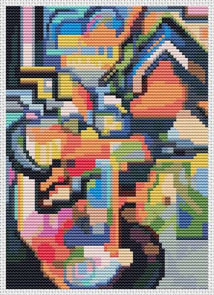 Colored Composition Homage Mini Counted Cross Stitch Pattern | August Macke