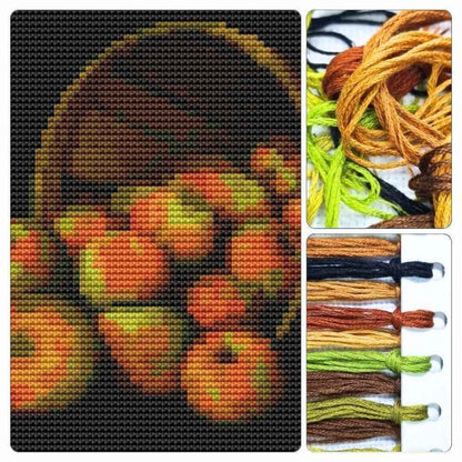 Basket of Apples Mini Cross Stitch Kit