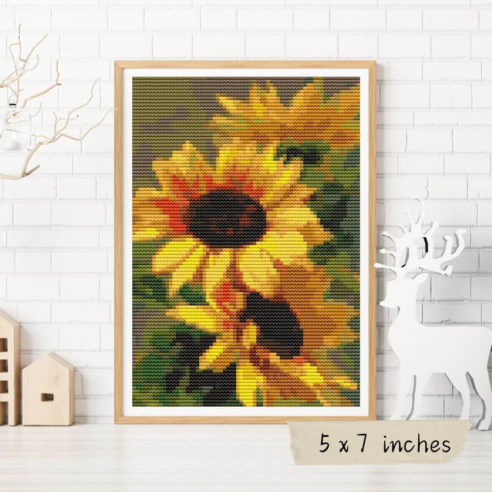 Sunflowers Mini Cross Stitch Pattern