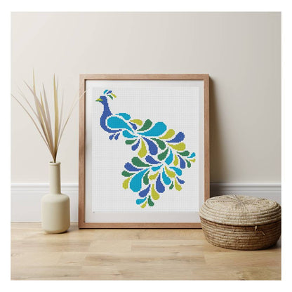 Abstract Peacock Counted Cross Stitch Kit | Lisa Fischer