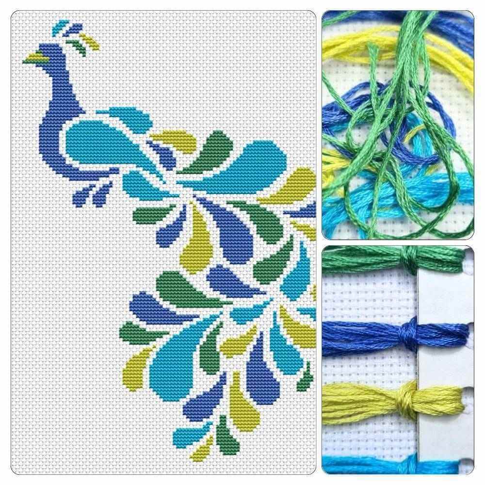 Abstract Peacock Cross Stitch Kit