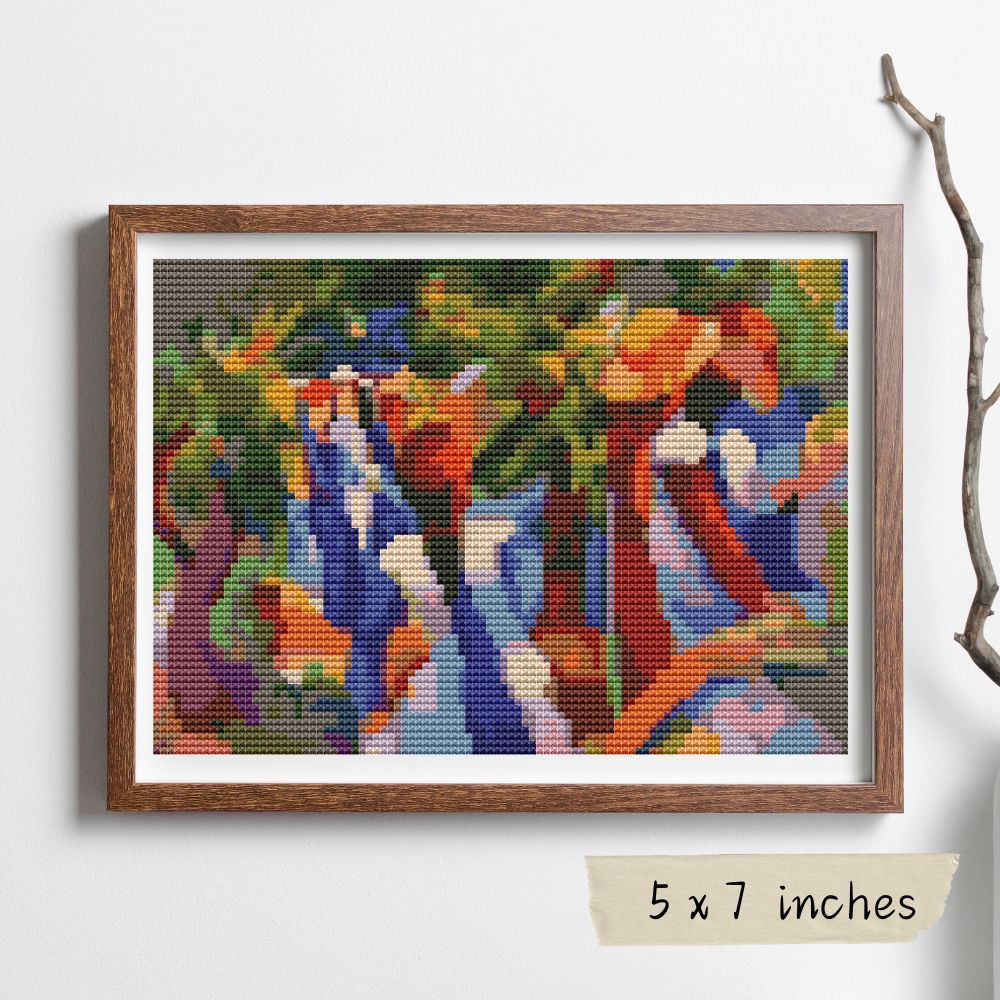 Girl Under the Trees Mini Cross Stitch Kit | August Macke