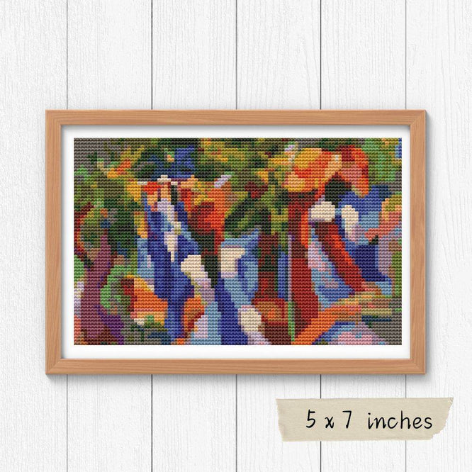 Girl Under the Trees Mini Cross Stitch Pattern