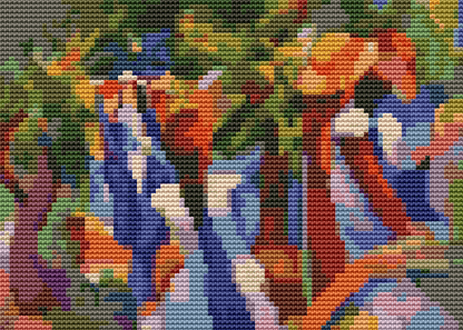 Girl Under the Trees Mini Cross Stitch Pattern by August Macke