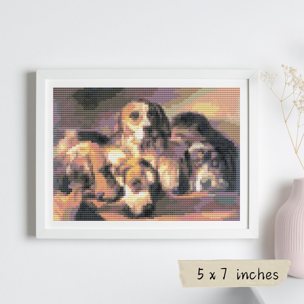 French Hounds Mini Cross Stitch Kit | Benno Raffael Adams