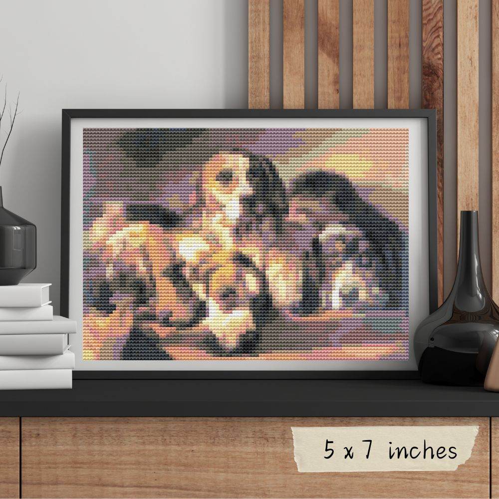 French Hounds Mini Cross Stitch Pattern by Benno Raffael Adams