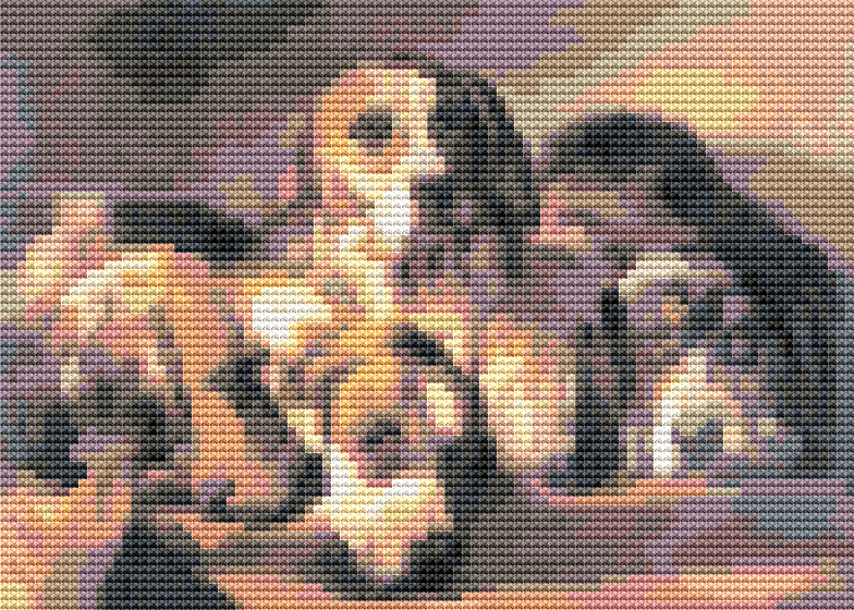 French Hounds Mini Cross Stitch Pattern by Benno Raffael Adams