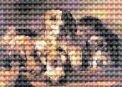 French Hounds Mini Cross Stitch Pattern by Benno Raffael Adams