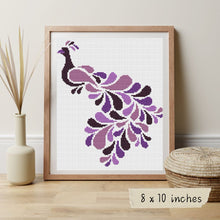 Abstract Peacock in Purple Cross Stitch Pattern | Lisa Fischer