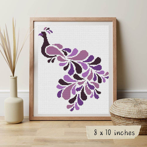 Abstract Peacock in Purple Cross Stitch Kit