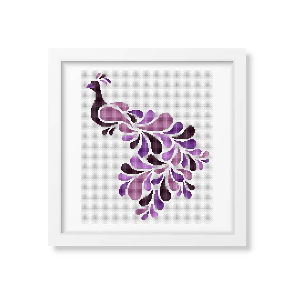 Abstract Peacock in Purple Counted Cross Stitch Kit | Lisa Fischer