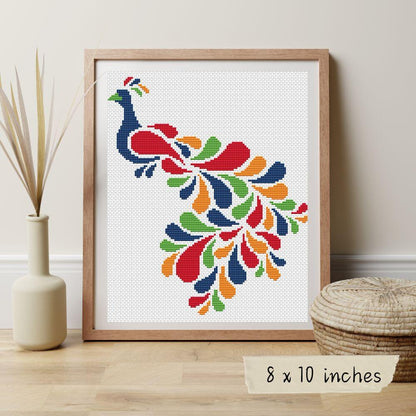 Abstract Peacock in Rainbow Cross Stitch Kit