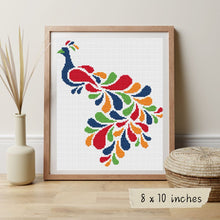 Abstract Peacock in Rainbow Cross Stitch Pattern | Lisa Fischer