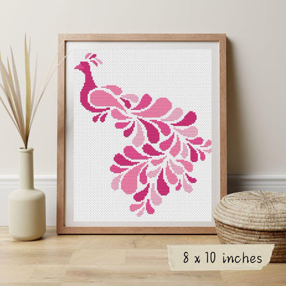Abstract Peacock in Pink Cross Stitch Kit
