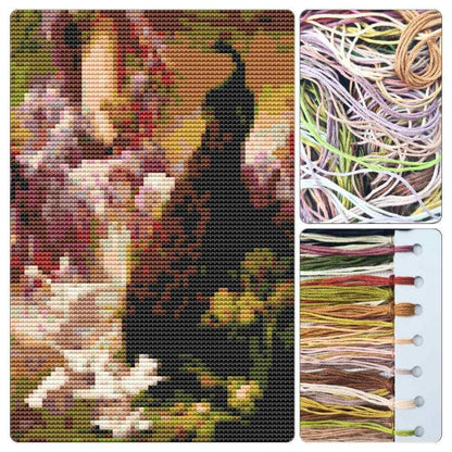 A Peacock and Doves in a Garden Mini Cross Stitch Kit
