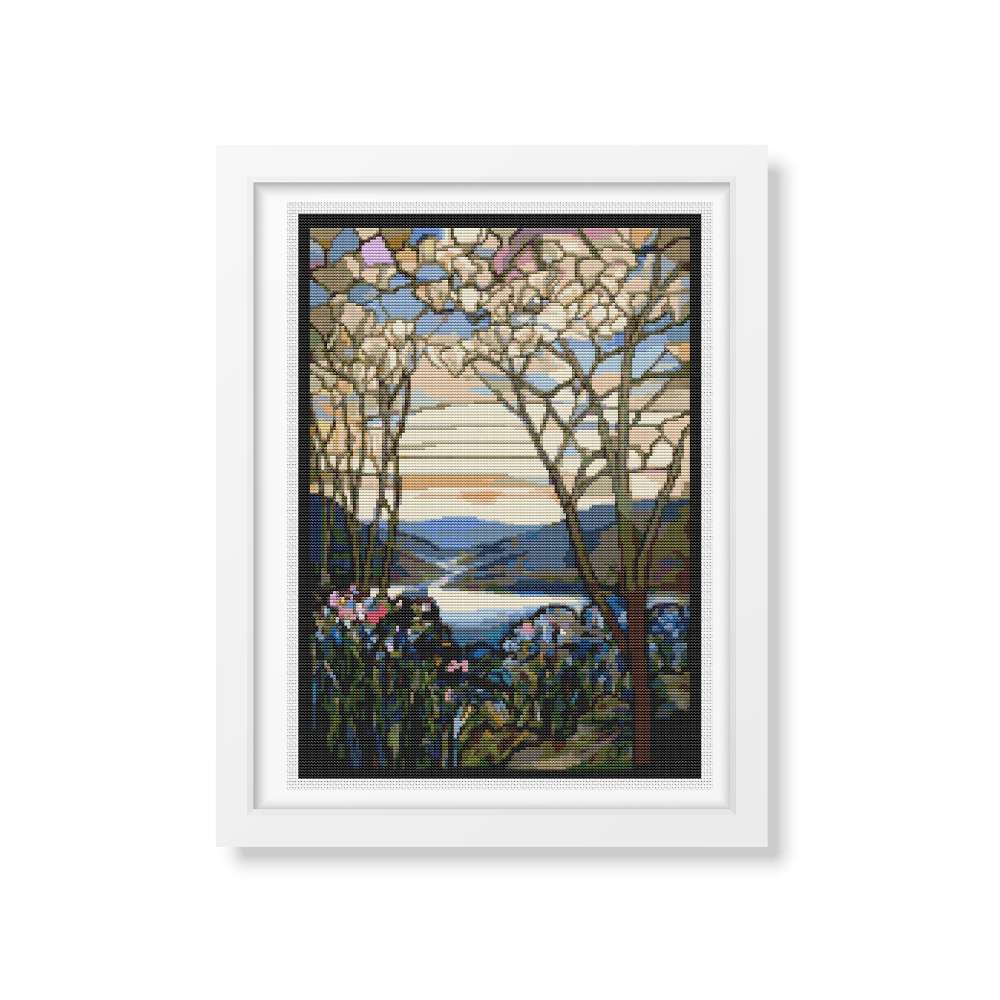 Magnolia and Irises Cross Stitch Pattern | Louis Comfort Tiffany