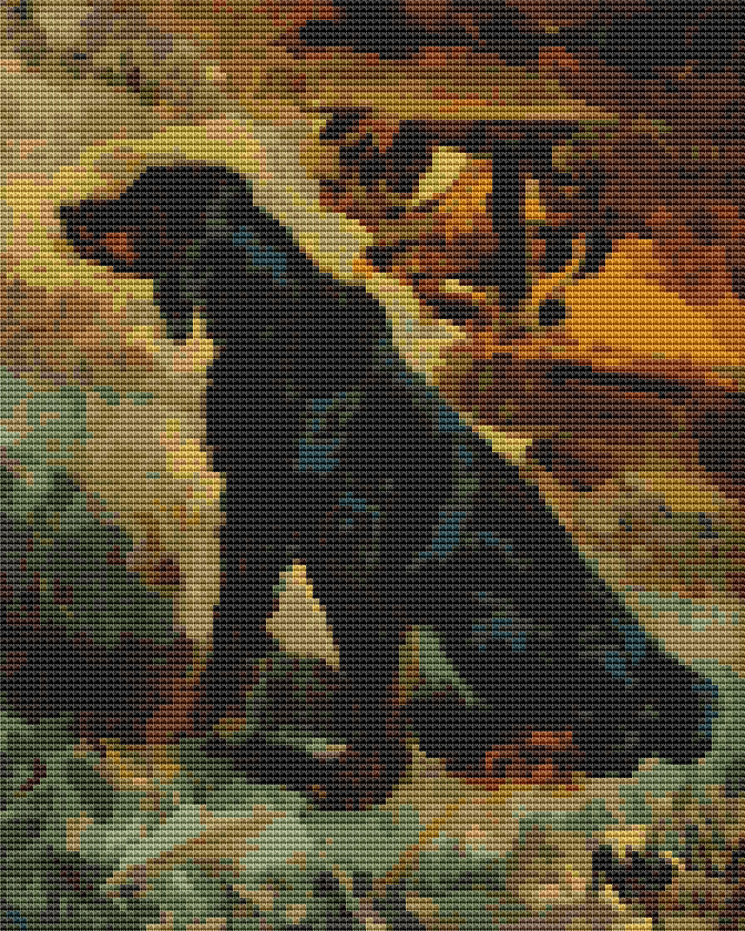 Dun, a Gordon Setter Cross Stitch Pattern by Henri de Toulouse - Lautrec