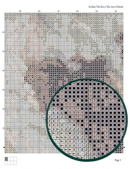 In Bed, The Kiss Cross Stitch Pattern