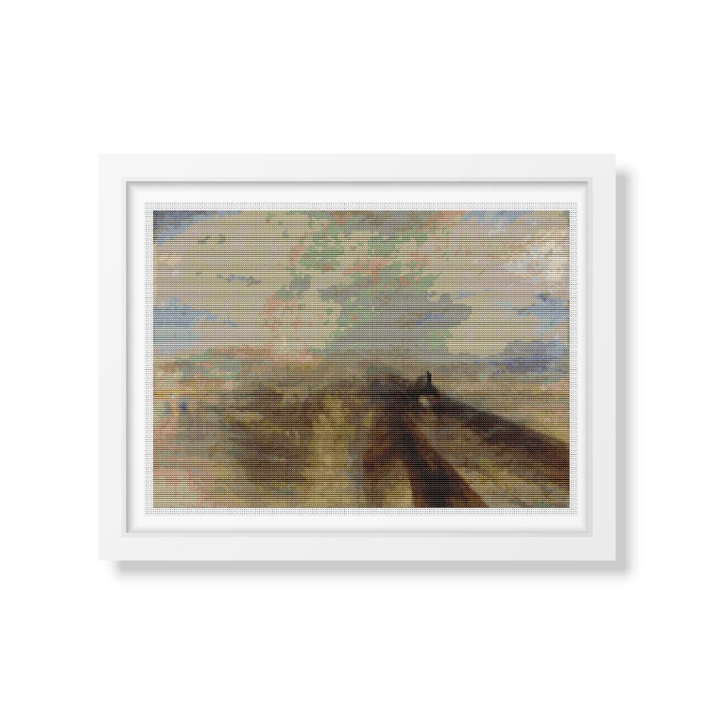 Rain, Steam, and Speed - The Great Western Railway Cross Stitch Pattern | Joseph Mallord William Turner