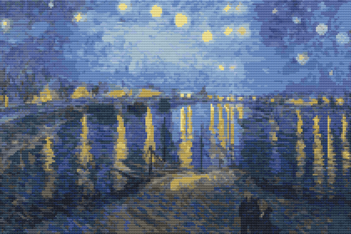 Starry Night over the Rhone Cross Stitch Pattern | Vincent Van Gogh