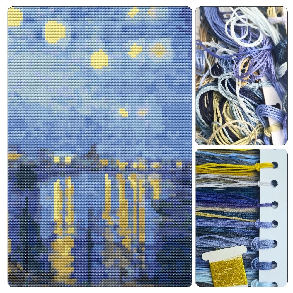 Starry Night over the Rhone Cross Stitch Kit | Vincent Van Gogh