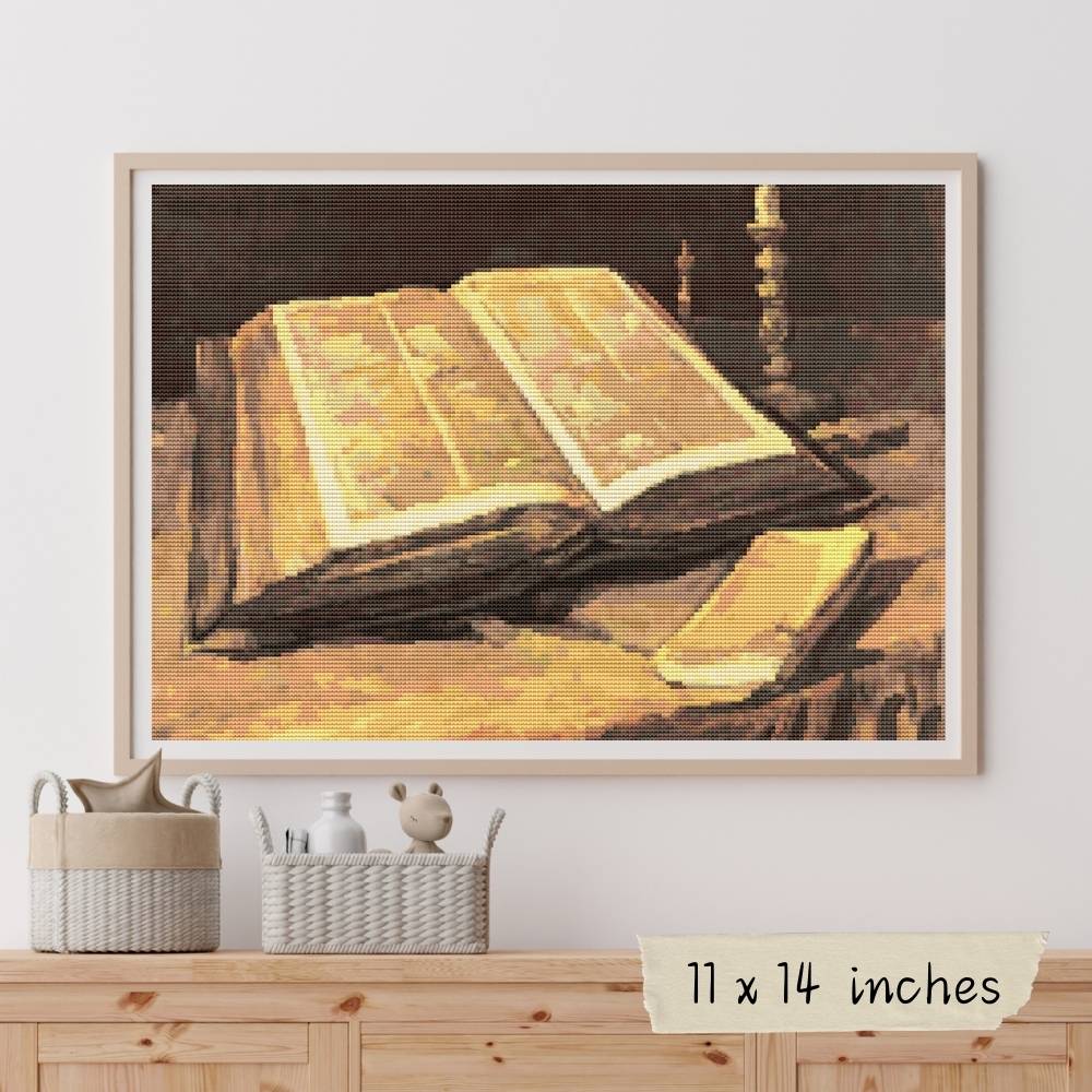 Still Life with Bible Cross Stitch Pattern