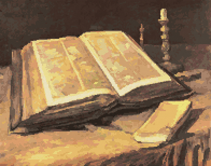 Still Life with Bible Cross Stitch Pattern | Vincent Van Gogh