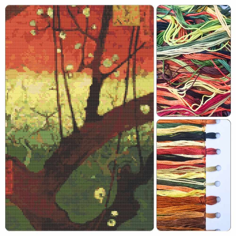 Japonaiserie after Hiroshige Cross Stitch Kit - Premium Cross Stitch Kit - Vincent Van Gogh