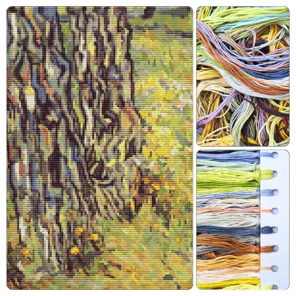 Baumstämme Tree Trunks Cross Stitch Kit - Premium Cross Stitch Kit - Vincent Van Gogh