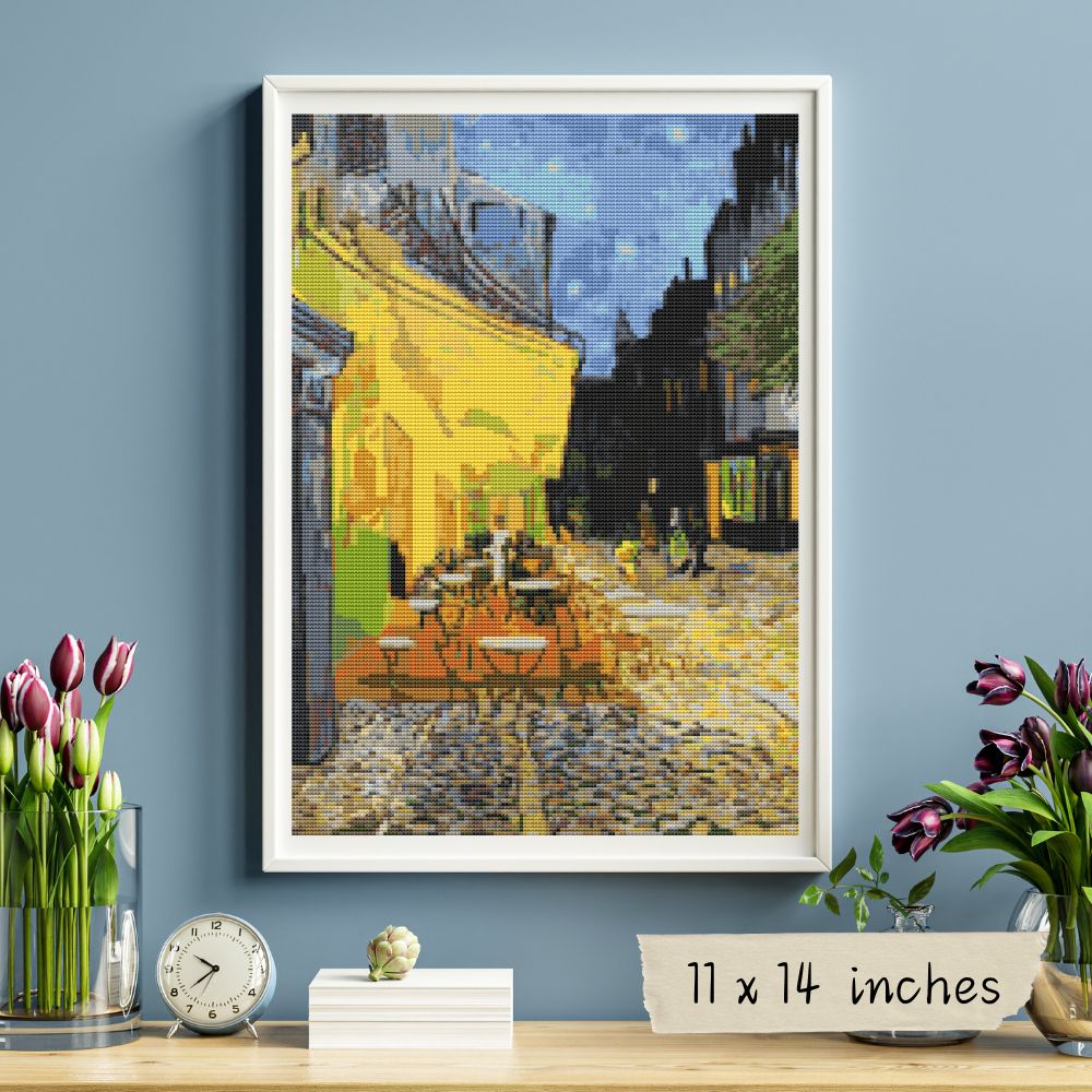 Cafe Terrace at Night Cross Stitch Pattern | Vincent Van Gogh