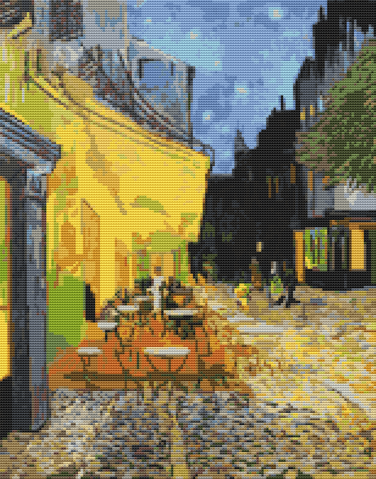 Cafe Terrace at Night Cross Stitch Pattern | Vincent Van Gogh