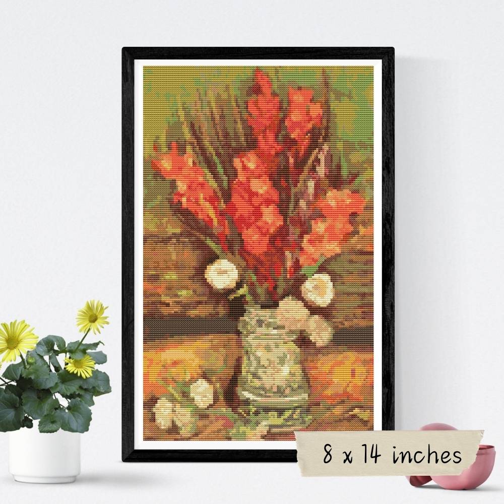 Vase with Red Gladioli Cross Stitch Kit