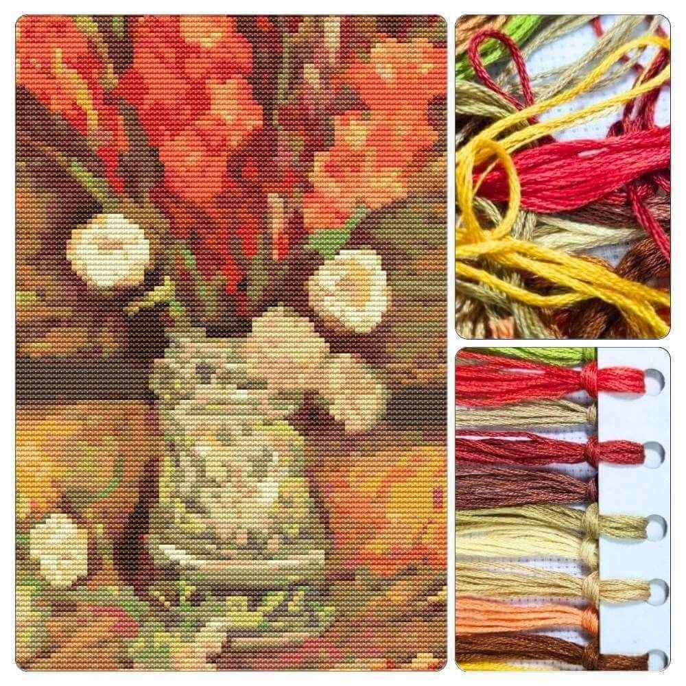 Vase with Red Gladioli Cross Stitch Kit
