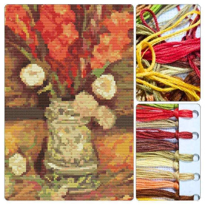 Vase with Red Gladioli Cross Stitch Kit