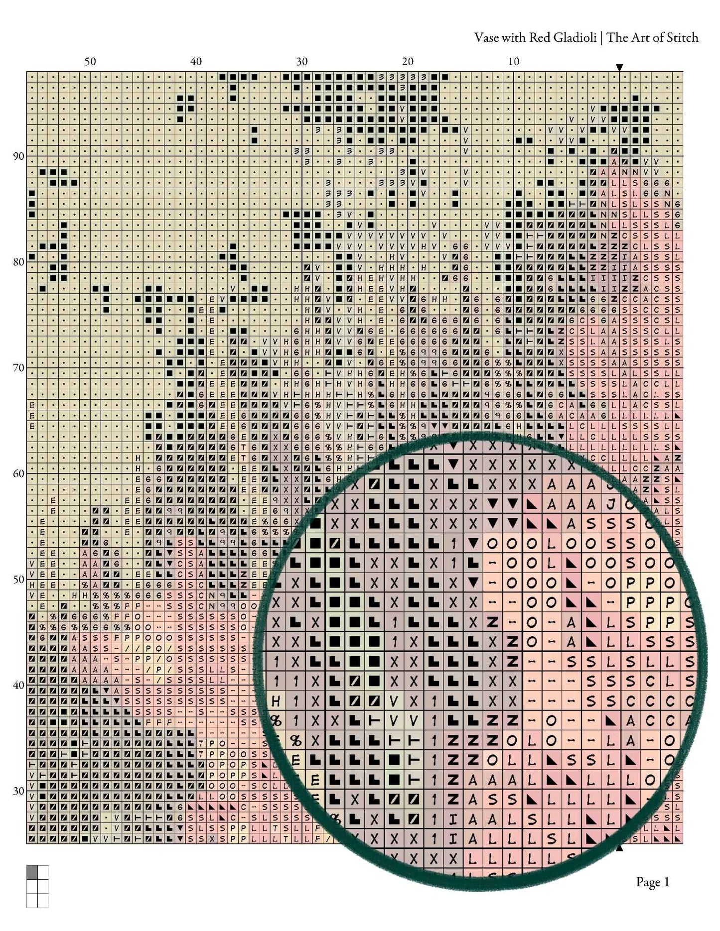 Vase with Red Gladioli Cross Stitch Pattern - Premium Cross Stitch Pattern - Vincent Van Gogh