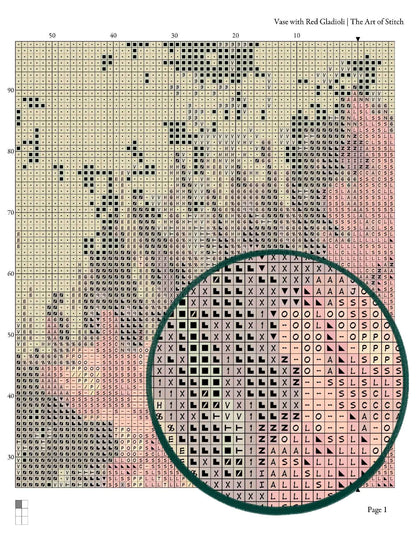 Vase with Red Gladioli Cross Stitch Pattern