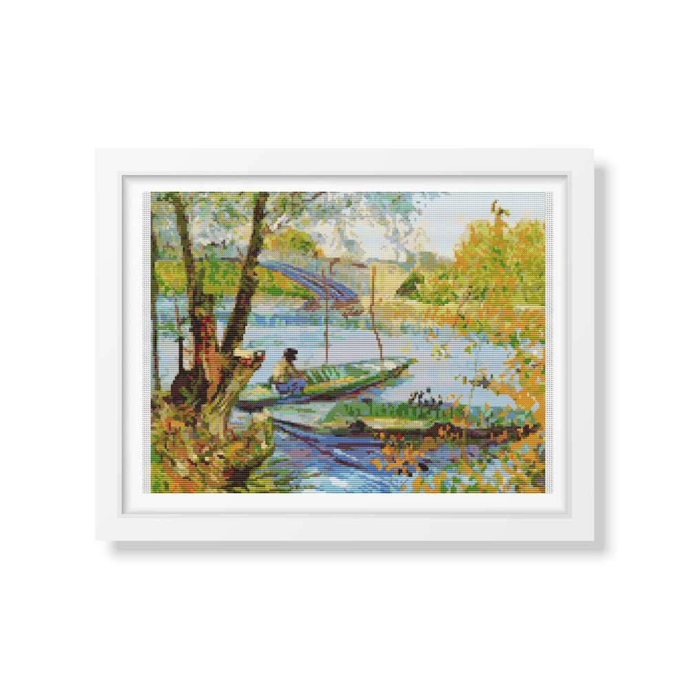 Fishing in the Spring Cross Stitch Pattern | Vincent Van Gogh