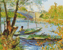 Fishing in the Spring Cross Stitch Kit | Vincent Van Gogh